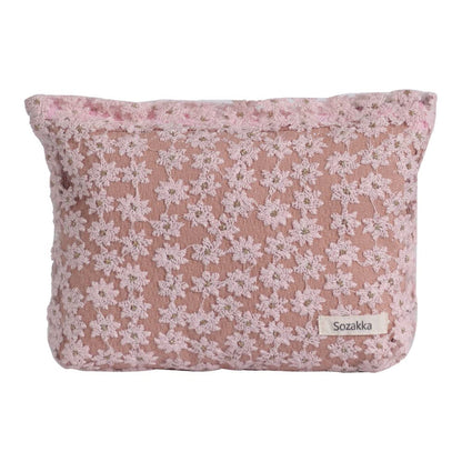 Daisy Makeup Bag Cosmetic Bag for Women,Large Capacity Canvas Makeup Bags Travel Toiletry Bag Accessories Organizer,Pink